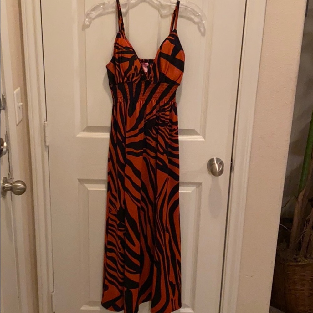 Orange and black animal print dress 231
